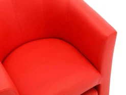 Fauteuil Met Holle Rugleuning En Poef In Rood Kunstleer Jovana