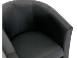 Fauteuil Met Holle Rugleuning En Poef In Zwart Kunstleer Jovana