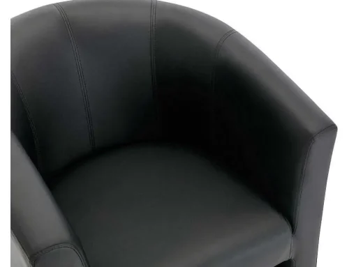 Fauteuil Met Holle Rugleuning En Poef In Zwart Kunstleer Jovana