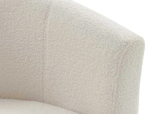 Fauteuil Met Holle Rugleuning En Poef In Witte Bouclestof Jovana