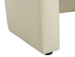 Fauteuil Met Holle Rugleuning En Poef In Beige Kunstleer Jovana