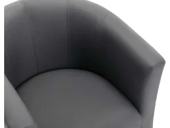 Fauteuil Met Holle Rugleuning En Poef In Grijs Kunstleer Jovana