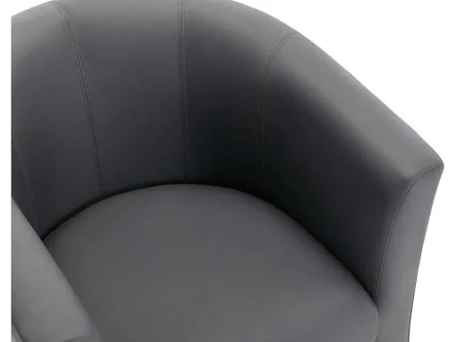 Fauteuil Met Holle Rugleuning En Poef In Grijs Kunstleer Jovana