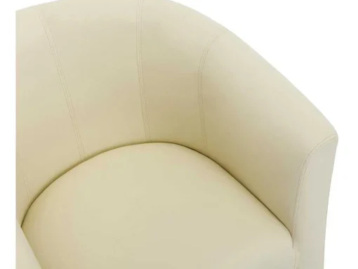 Fauteuil Met Holle Rugleuning En Poef In Beige Kunstleer Jovana