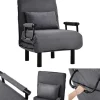 Fauteuil Met Kussen En Verstelbare Rugleuning - Om Te Bouwen Tot Fauteuil - Linnen Stof - Grijs