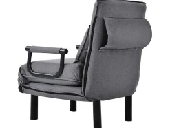 Fauteuil Met Kussen En Verstelbare Rugleuning - Om Te Bouwen Tot Fauteuil - Linnen Stof - Grijs