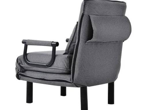 Fauteuil Met Kussen En Verstelbare Rugleuning - Om Te Bouwen Tot Fauteuil - Linnen Stof - Grijs