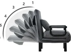 Fauteuil Met Kussen En Verstelbare Rugleuning - Om Te Bouwen Tot Fauteuil - Linnen Stof - Grijs