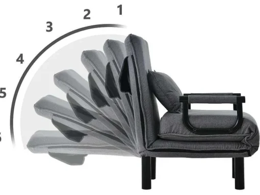 Fauteuil Met Kussen En Verstelbare Rugleuning - Om Te Bouwen Tot Fauteuil - Linnen Stof - Grijs