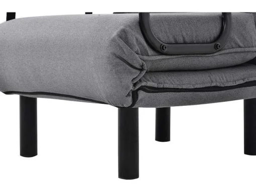 Fauteuil Met Kussen En Verstelbare Rugleuning - Om Te Bouwen Tot Fauteuil - Linnen Stof - Grijs