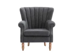 Fauteuil Van Antracietkleurige Stof Met Klinknagels Batoumi