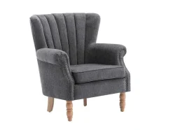 Fauteuil Van Antracietkleurige Stof Met Klinknagels Batoumi