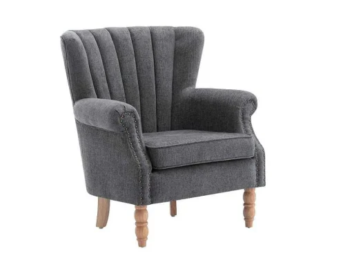 Fauteuil Van Antracietkleurige Stof Met Klinknagels Batoumi