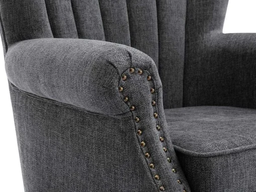 Fauteuil Van Antracietkleurige Stof Met Klinknagels Batoumi