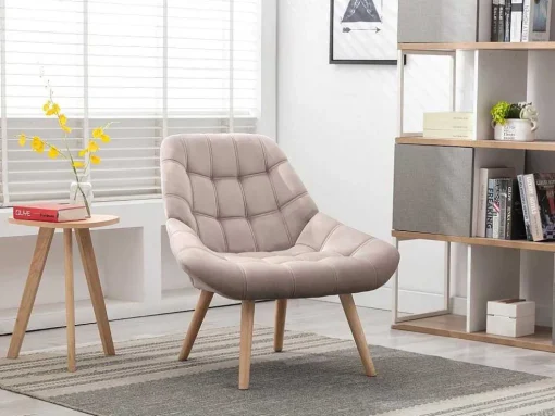 Fauteuil Van Beige Fluweel - Luosto