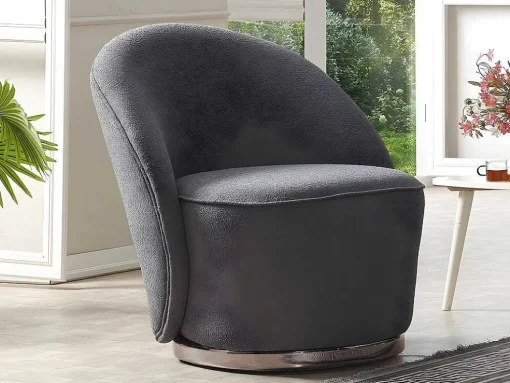 Fauteuil Van Boucle Stof - Antraciet - Elfira