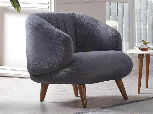 Fauteuil Van Boucle Stof - Antraciet - Janina