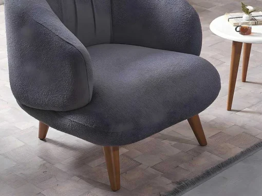Fauteuil Van Boucle Stof - Antraciet - Janina