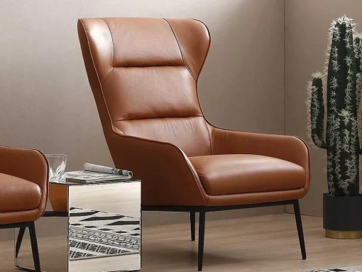 Fauteuil Van Camelkleurig Buffelleder Dinnia