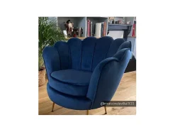 Fauteuil Van Fluweel Dandelion - Donkerblauw - Van Pascal Morabito