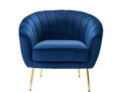 Fauteuil Van Fluweel Pablito - Nachtblauw