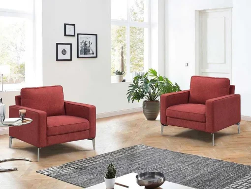 Fauteuil Van Rode Stof Tibori