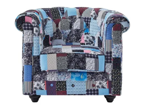 Fauteuil Van Stof Met Patchwork-Motief Chesterfield