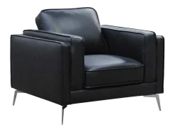 Fauteuil Van Zwart Leer Lecco