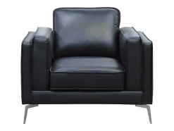 Fauteuil Van Zwart Leer Lecco