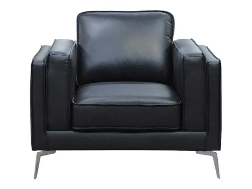 Fauteuil Van Zwart Leer Lecco