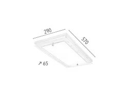 Finn Plafondlamp, Eik, Chroom, Wit, 57X29X6,5 Cm, Epikasa