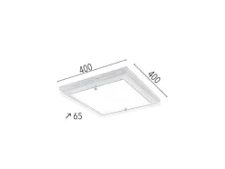 Finn Plafondlamp, Eik, Chroom, Wit, 40X40X6,5 Cm, Epikasa