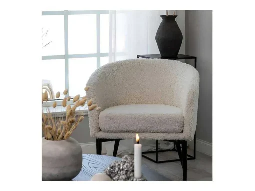 Fluffy Fauteuil Teddy Wit.