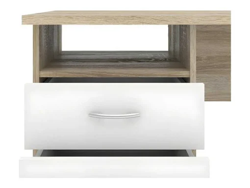 Fula Bureau 3 Lades Eiken Structuur Decor En Wit.