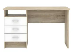 Fula Bureau 3 Lades Eiken Structuur Decor En Wit.