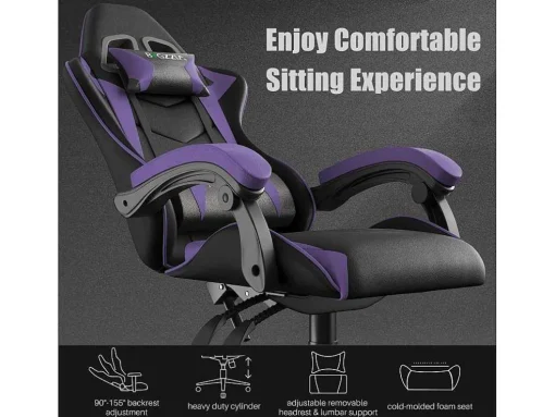 Gaming- En Bureaustoel Ergonomische Computerbureaustoel Met Hoofdsteun En Lumbale Ondersteuning