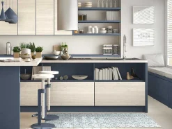 Gangtapijt Van Vinyl Met Cementtegeleffect - 66 X 160 Cm - Blauw En Wit - Princy