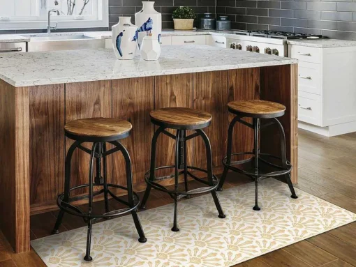 Gangtapijt Van Vinyl Met Art-Decostijl - 66 X 160 Cm - Beige En Wit - Duchessy