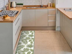 Gangtapijt Van Vinyl Met Tropisch Motief - 66 X 160 Cm - Groen En Wit - Tropicala
