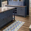 Gangtapijt Van Vinyl Met Cementtegeleffect - 66 X 160 Cm - Blauw En Geel - Florili