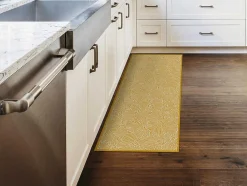 Gangtapijt Van Vinyl Met Bloemmotieven - 66 X 160 Cm - Geel En Wit - Capucina