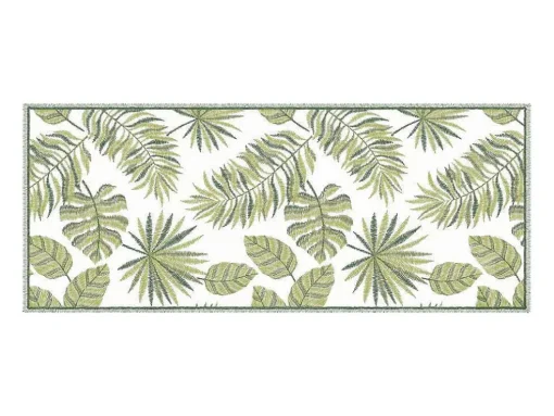 Gangtapijt Van Vinyl Met Tropisch Motief - 66 X 160 Cm - Groen En Wit - Tropicala