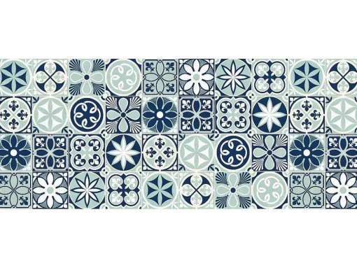 Gangtapijt Van Vinyl Met Cementtegeleffect - 66 X 160 Cm - Blauw - Rica