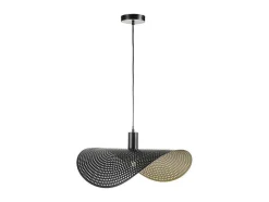 Gebogen Hanglamp Met Design-Stijl Van Metaal - L60 X D41 Cm - Zwart En Binnenkant Goudkleurig - Lucena