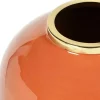 Geemailleerde Metalen Vaas - D. 29 X H. 36 Cm - Messing Afwerking - Terracotta - Klaudia