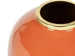 Geemailleerde Metalen Vaas - D. 29 X H. 36 Cm - Messing Afwerking - Terracotta - Klaudia