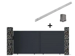 Gemotoriseerde Schuifpoort Van Aluminium Antraciet - L416 X 180 Cm - Nazario
