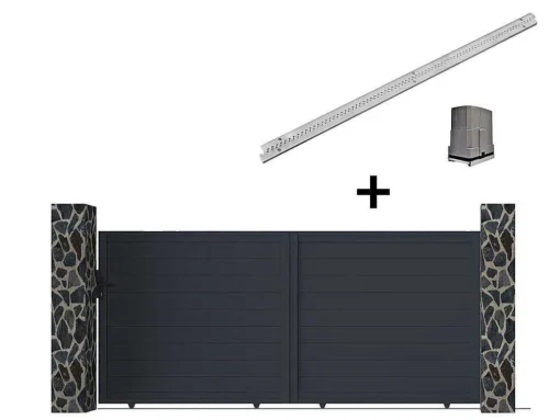 Gemotoriseerde Schuifpoort Van Aluminium Antraciet - L416 X 180 Cm - Nazario