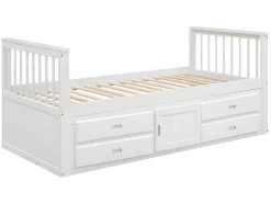 Gesloten Eenpersoonsbed 90X200Cm Met 4 Lades En Een Deur - Wit