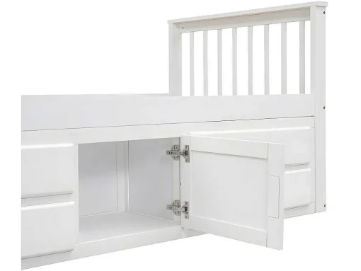 Gesloten Eenpersoonsbed 90X200Cm Met 4 Lades En Een Deur - Wit